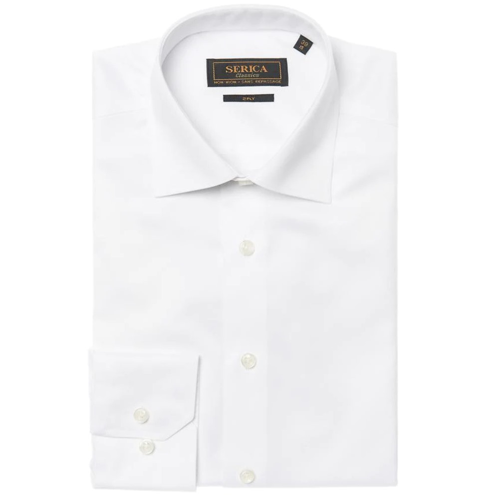 SERICA COMO COTTON DRESS SHIRT White 15 Regular Contemporary Spread Collar