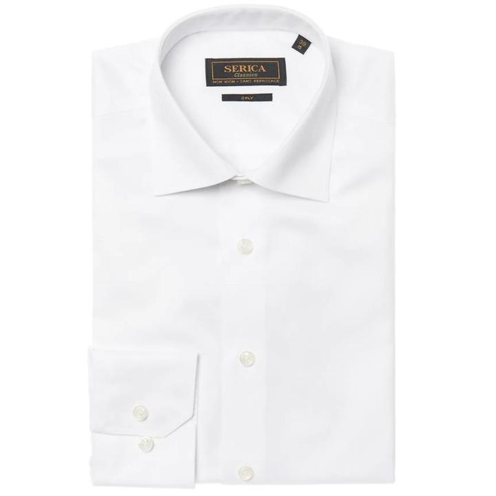 SERICA COMO COTTON DRESS SHIRT 15½ White Tall Contemporary Spread