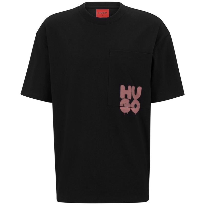 HUGO - Cotton-jersey T-shirt with graffiti-inspired stacked logo