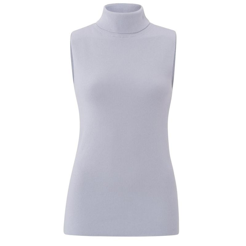 SLEEVELESS SWEATER L Lilac Turtle Neck