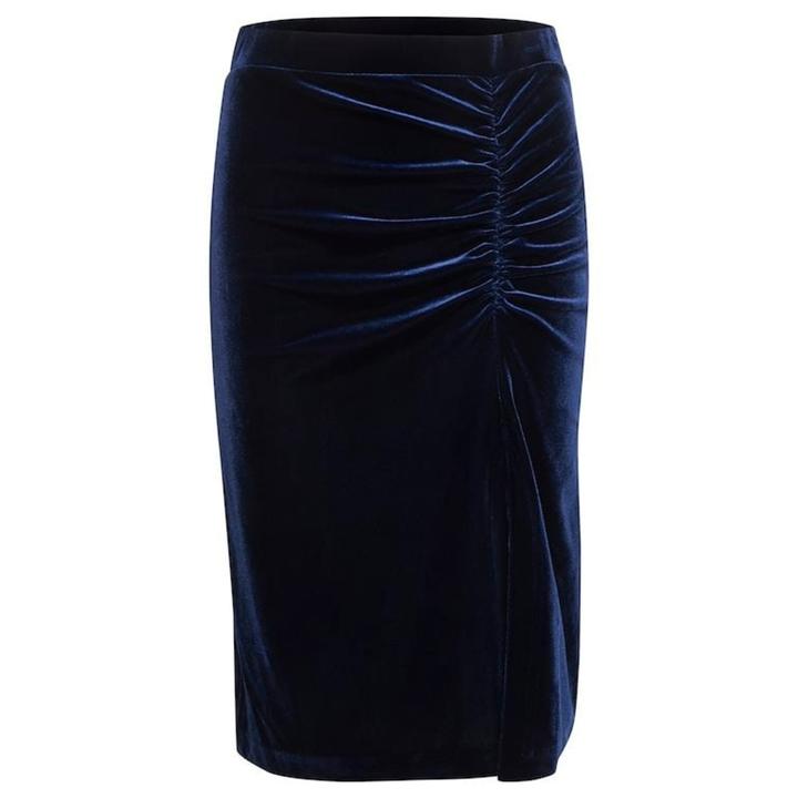 Navy blue clearance velvet pencil skirt