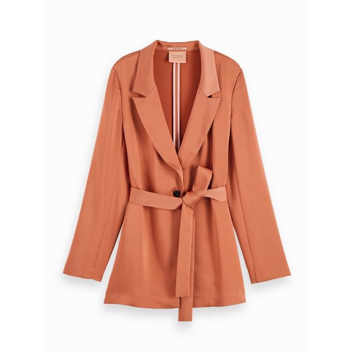 Satin feel belted drapey blazer M Rust M2 Boutiques