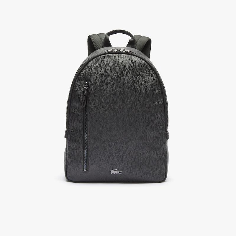 Men s Soft Mate Matte Full Grain Leather Flat Backpack Black M2