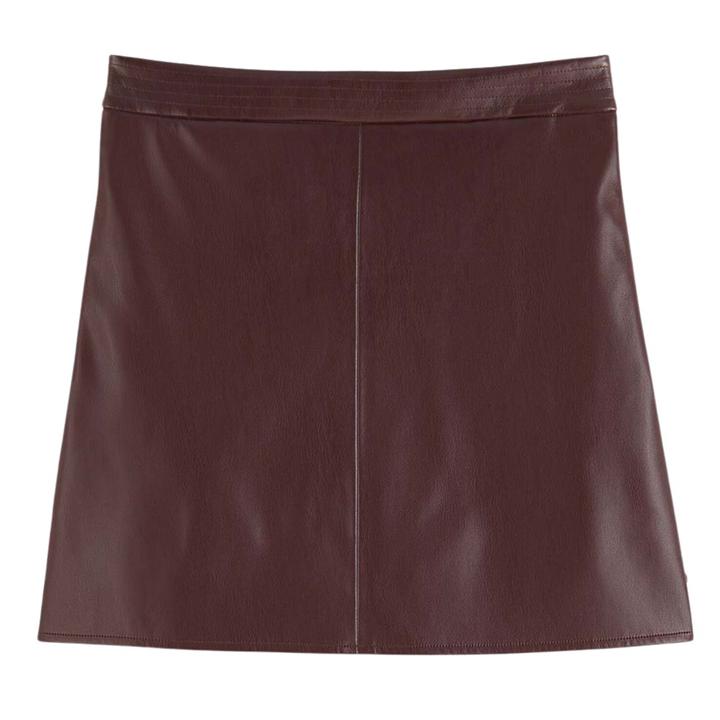Free People 100% Polyester Solid Maroon Burgundy Faux Leather Skirt Size M  - 74% off | ThredUp