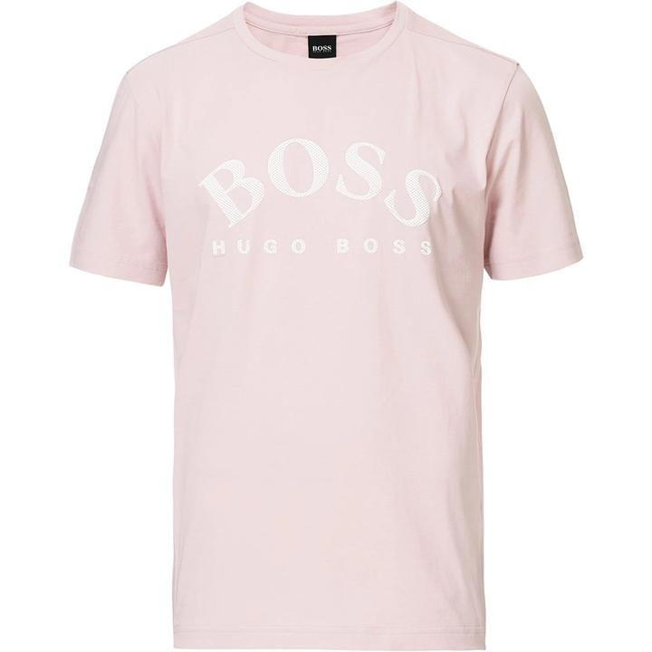 Cotton T-Shirt With Curved Logo Xxxl Light Pink Crew-Neck Boss Athleisure |  M2 Boutiques