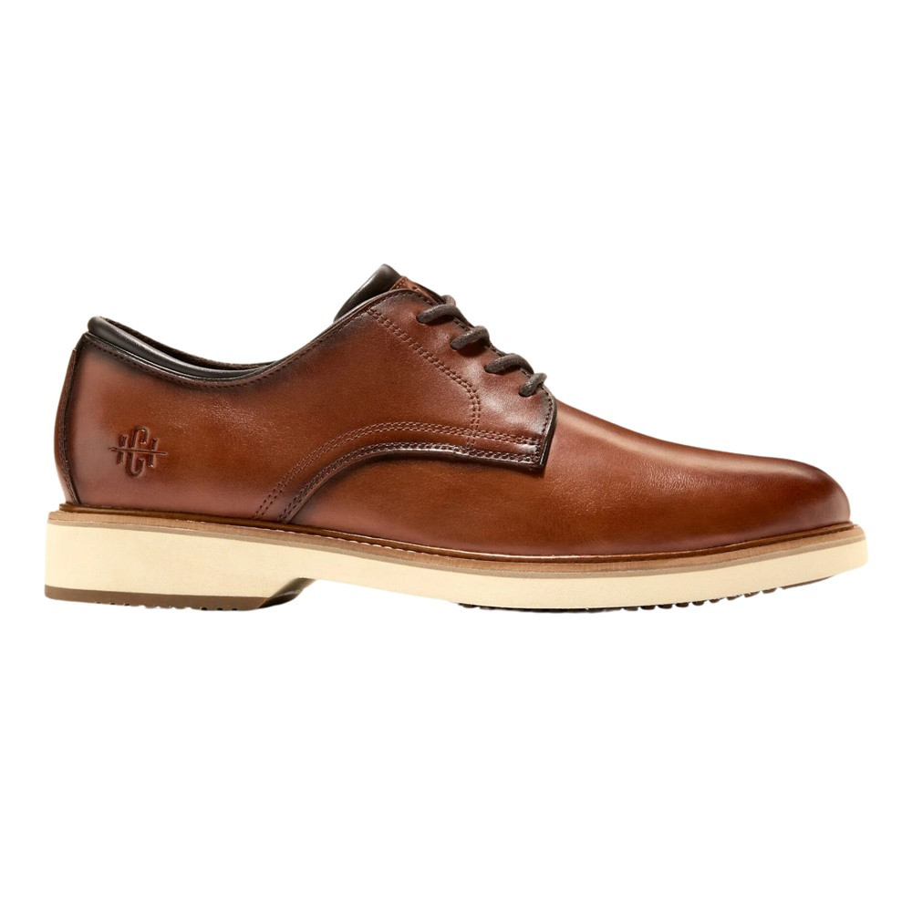 Santoni Emanuel Plain Toe Oxford Tan SANTONI Darian pebbled-leather Oxford shoes | THE OUTNET main image 2