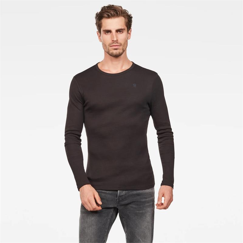 Basic Long Sleeve Round Neck T-Shirt M Black Crew-Neck | M2 Boutiques