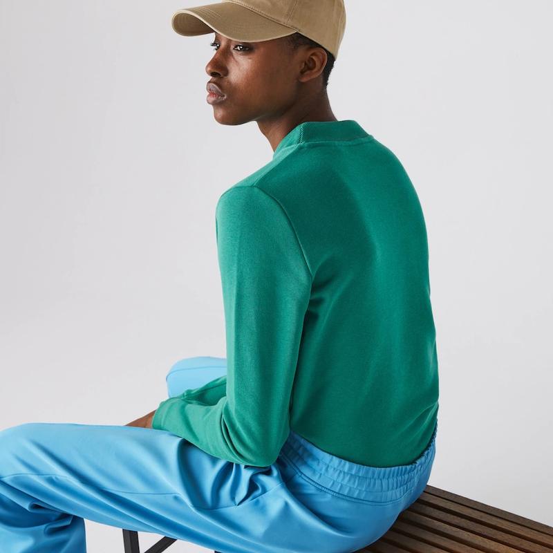 Women s Lacoste SPORT Fleece Tennis Sweatshirt 38 Turquoise Crew