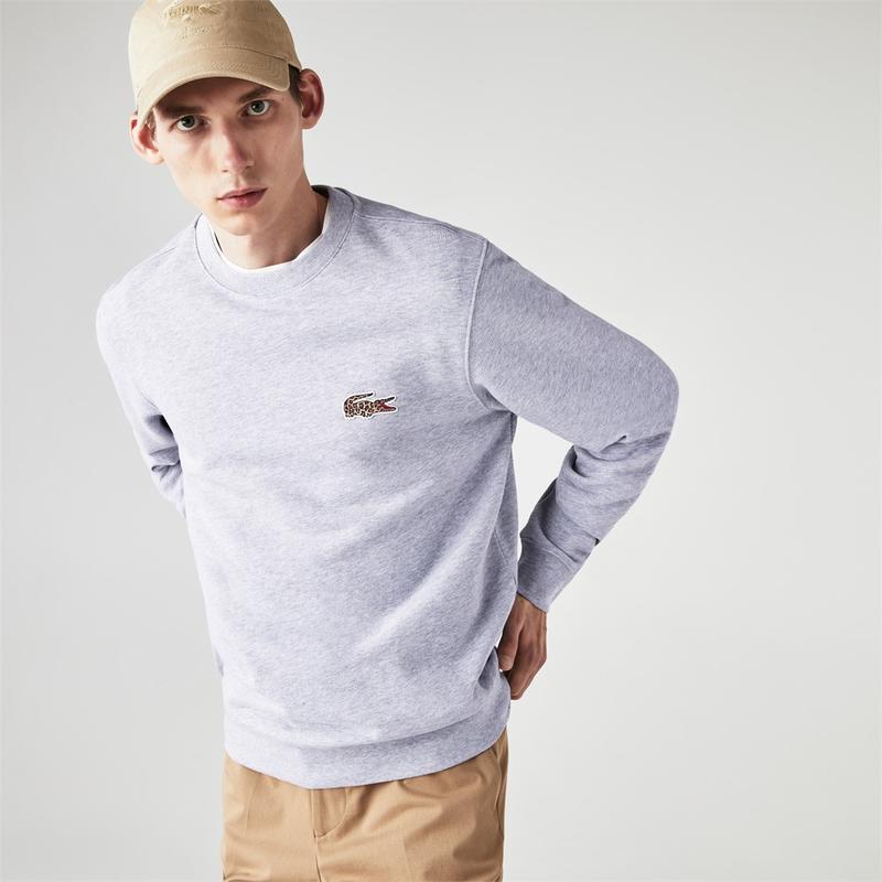 Mens grey online lacoste sweatshirt