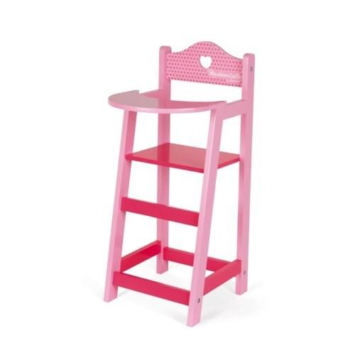 Chaise haute rose en bois Mademoiselle pour poupée