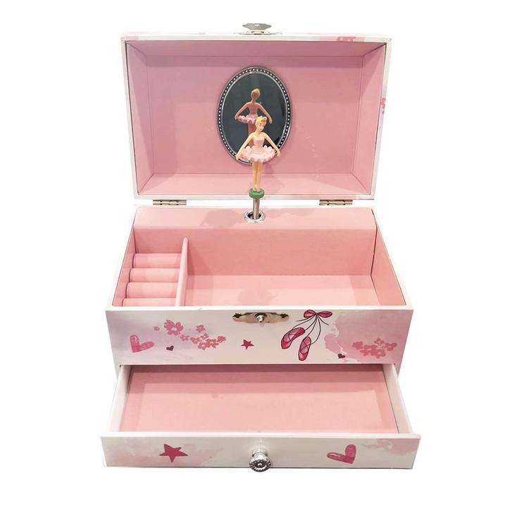 Boîte à bijoux musicale fille ballerine motif fleurs et papillons  personnalisée au prénom - DECORATION/Boites à bijoux musicales