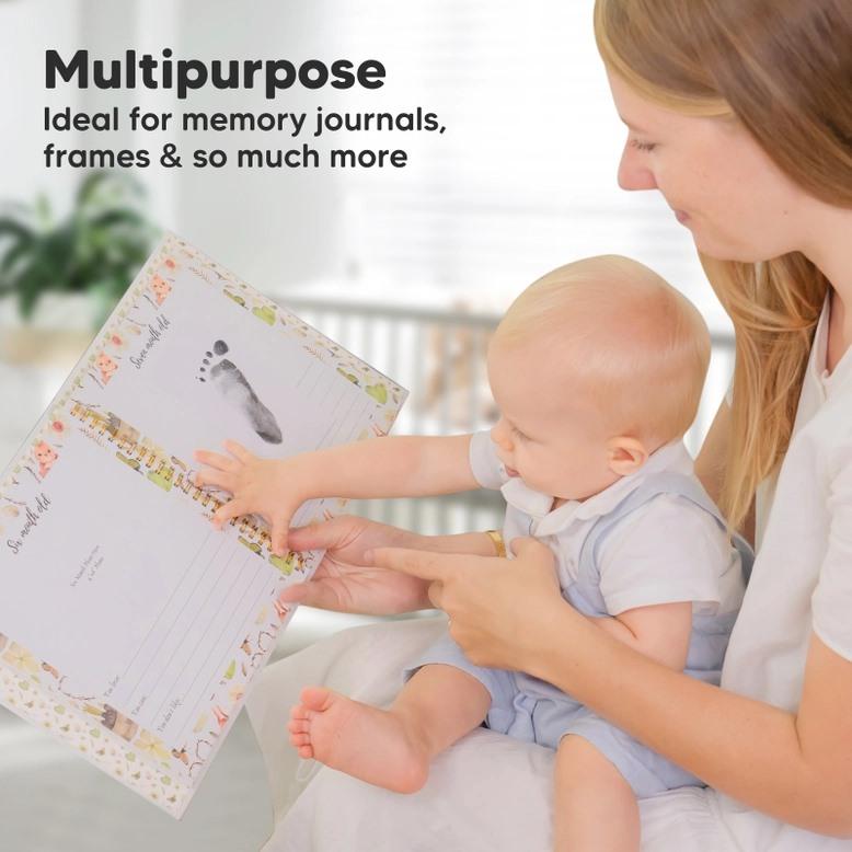 Kit Empreintes Bébé Et Animaux - Tampon Encreur Propre, 6 Cartes, Noir, Souvenir Naissance Ou Pattes