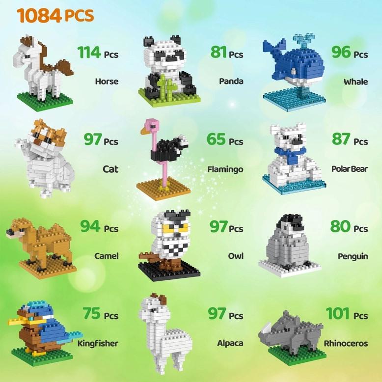 Lot De 12 Mini Blocs De Construction Animaux Marins – Petits Sets Créatifs Pour Enfants, Idéal Œufs De Pâques, Cadeaux Anniversaire, Fille & Garçon