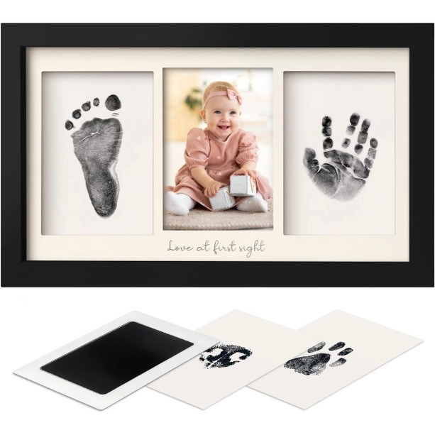 Kit Empreinte Bébé/chien/chat 6 Pièces - Encre Sans Lavage, 12 Cartes, Or Et Argent - Souvenir Naissance, Cadeau