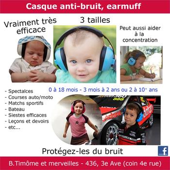 Casque / Coquille anti bruit Earmuff - 2 à 10 ans - Uni Blanc