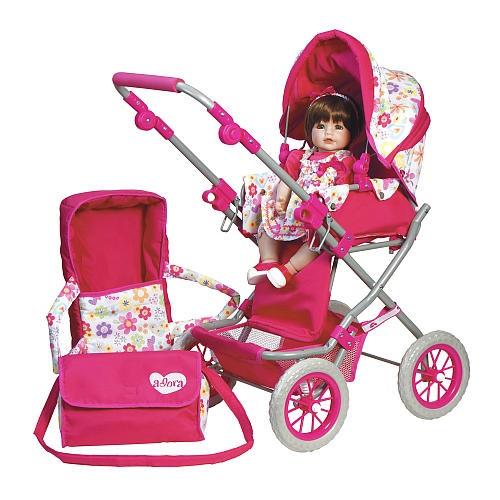 Poussette Landau de Luxe rose avec accessoires pour poupée - Deluxe  Stroller