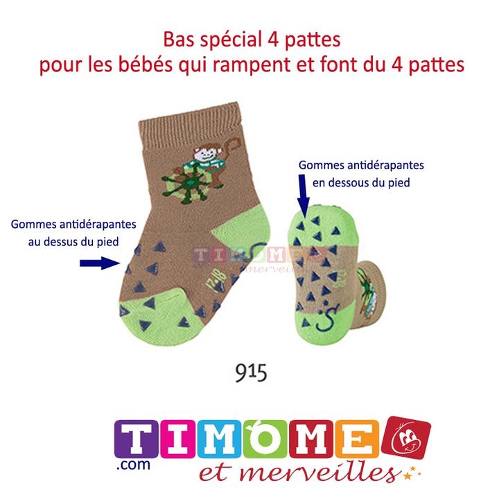 Bas Chaussette antidérapant - 4 pattes - Floral 4-6 mois / 15-16