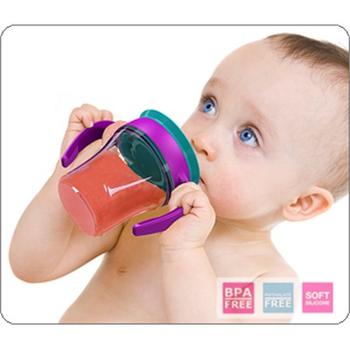 Tasse verre ANTI-FUITE et bord 360° avec poignée - Cup Baby - Rose