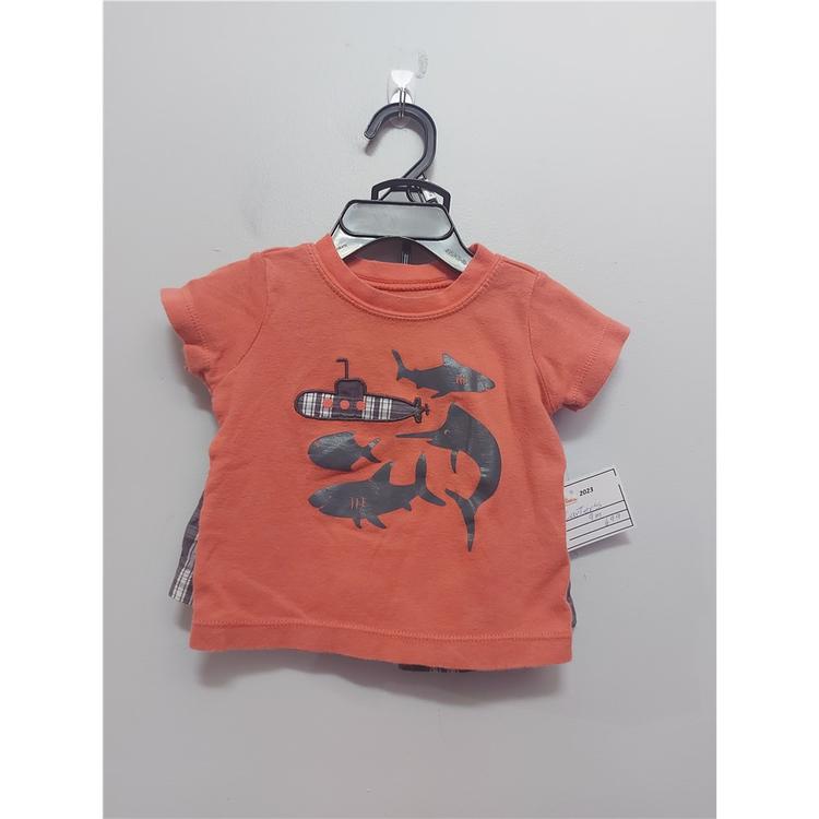 Carter s Ensemble Short T Shirt Gar on 9 Mois OrangeGris