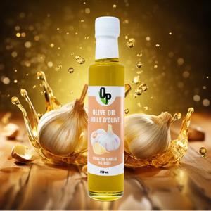 Organic olive oil infused with roasted garlic