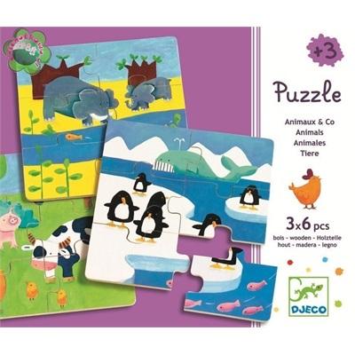 Puzzle Bois / Duo-Animo / 3x6 pièces