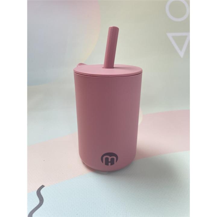 Kushies - Gobelet en silicone avec paille - Pink