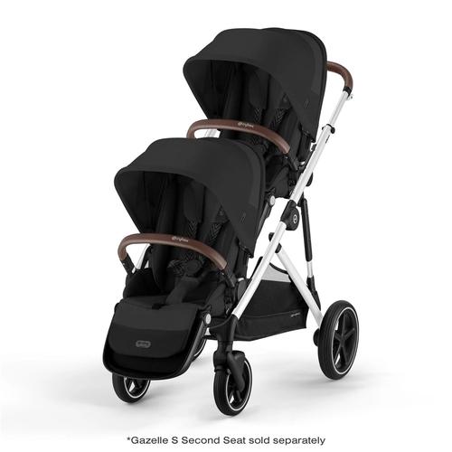 Poussette double Gazelle S - châssis Noir + siège - Moon Black - Made in  Bébé