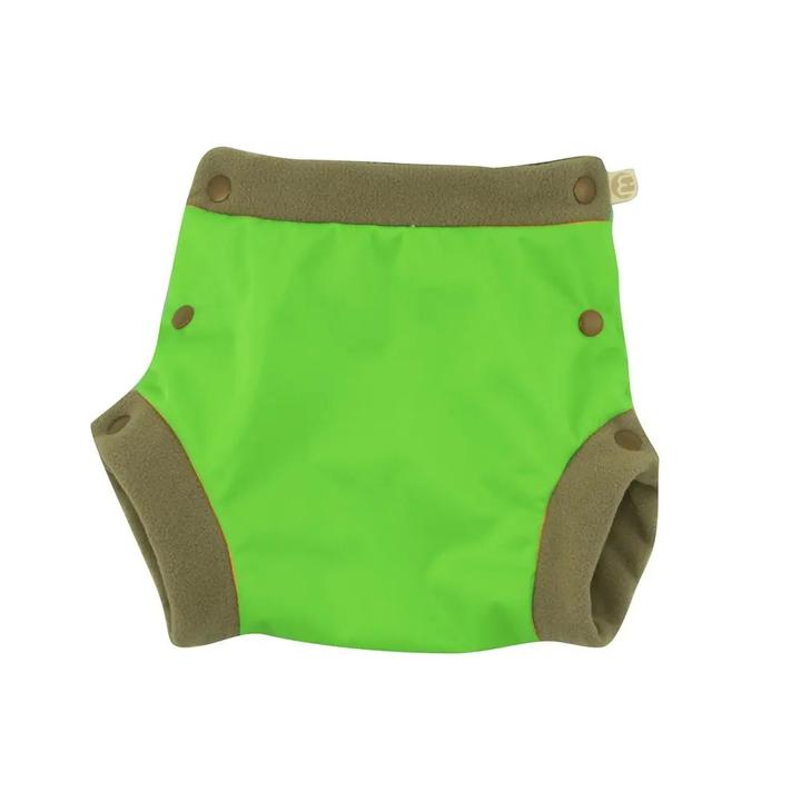 PUL and fleece diaper cover with snaps S Lime Minis Humains