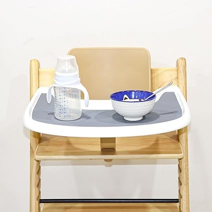 2 Napperons Silicone Pour Chaise Haute Stokke Tripp Trapp - Vert Sauge & Bleu Poussiéreux