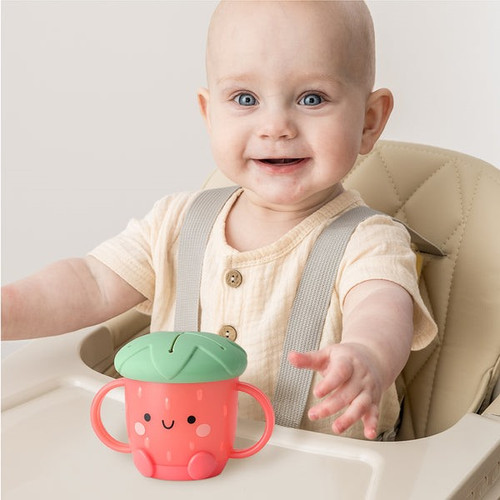 Tasse En Forme De Fraise - Gobelet En Plastique Épais Avec Couvercle - Pour Fêtes, Anniversaires, Thème Hawaïen Ou Été - 12