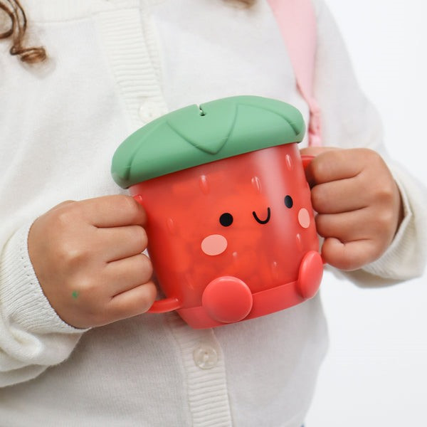 Tasse En Forme De Fraise - Gobelet En Plastique Épais Avec Couvercle - Pour Fêtes, Anniversaires, Thème Hawaïen Ou Été - 5
