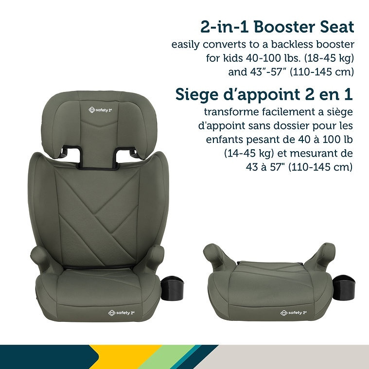 Rehausseur De Siège Pliable YRHome Pour Enfant - Dossier Réglable, Ceinture 3 Points - Gris