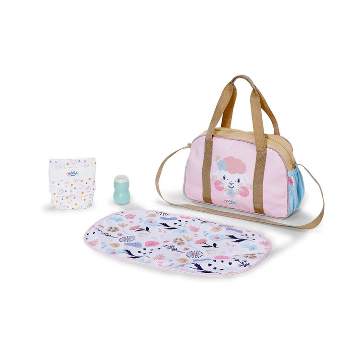 Landau Daisy Chain Pour Poupées – Pocket – Tissu Rainbow Hearts – Hauteur Poignée 59 Cm – Se Plie à Plat – Panier De Courses – Dès 18 Mois