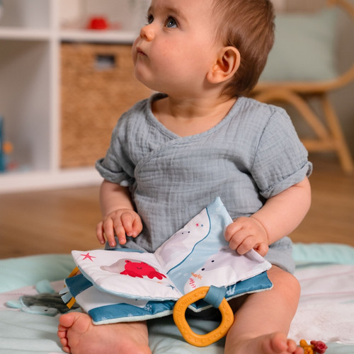Fyeme Temps De Miroir Du Ventre Avec 8 Pages - Livre De Tissu Monde Océanique Pour Bébé