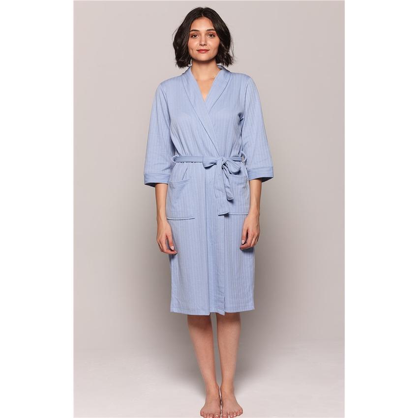 CLAUDEL - Robe de chambre longue Bleu 80 L CLALI127270