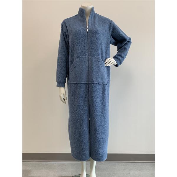 DIAMOND TEA Robe de chambre boucle avec fermoir Bleu XS DT620 2 Boutique Femina