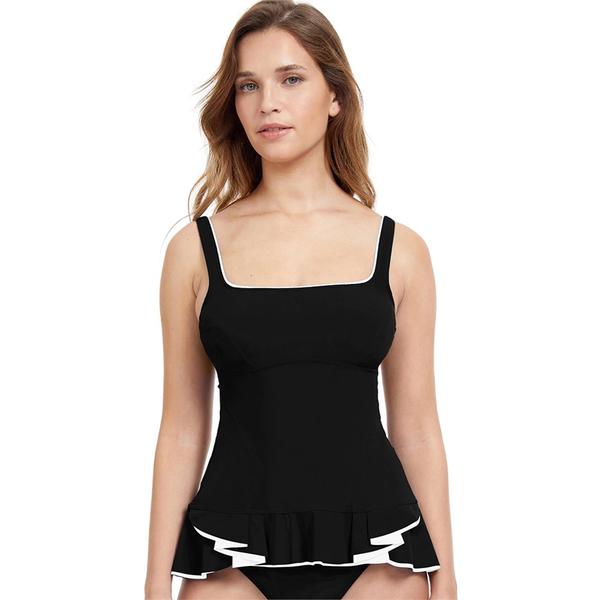 PROFILE Tankini encolure carr Belle Curve Noir et blanc D 38