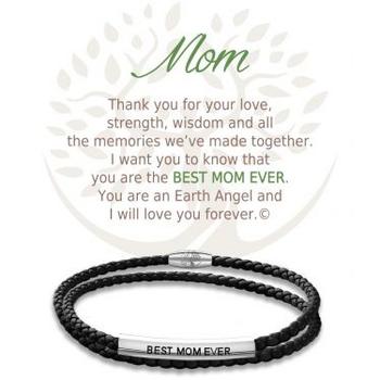 Bracelet cuir/inox Maman