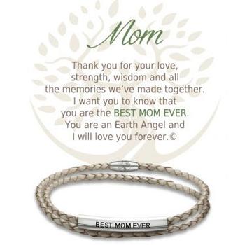 Bracelet cuir/inox Maman