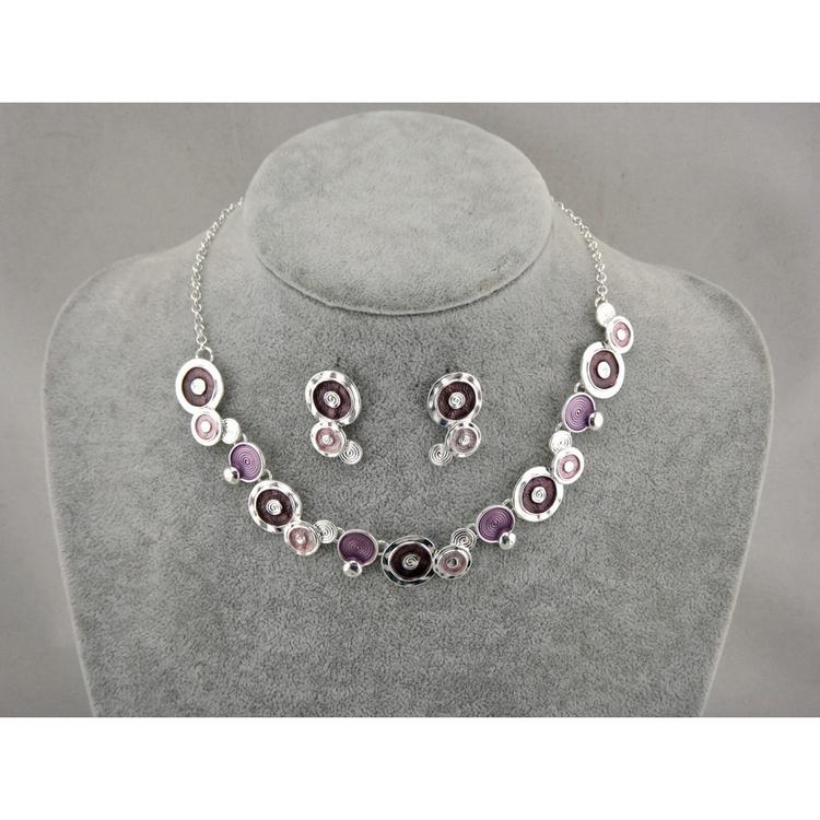 Ecosse - Collier/Boucle d'oreille Argent/Mauve