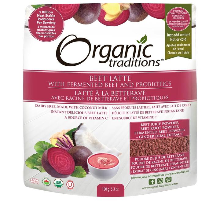 Organic Traditions - Mélange pour latté bio Betterave-Probiotiques