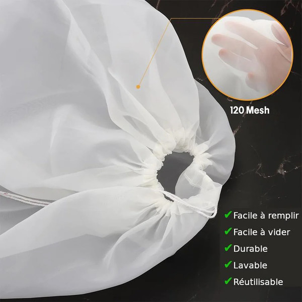 4 Sacs De Filtration En Polyester Réutilisables - 3 Tailles (45x60, 30x45, 25x35 Cm) - Pour Vin, Bière, Lait Végétal