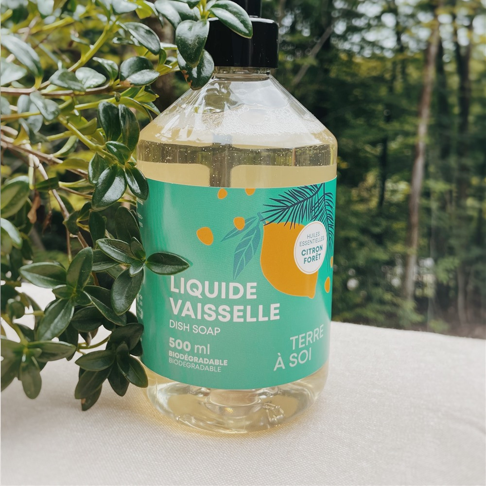 Terre  soi X Pure - Liquide  vaisselle maison (citron- fort) 500 mL |  Terre  soi