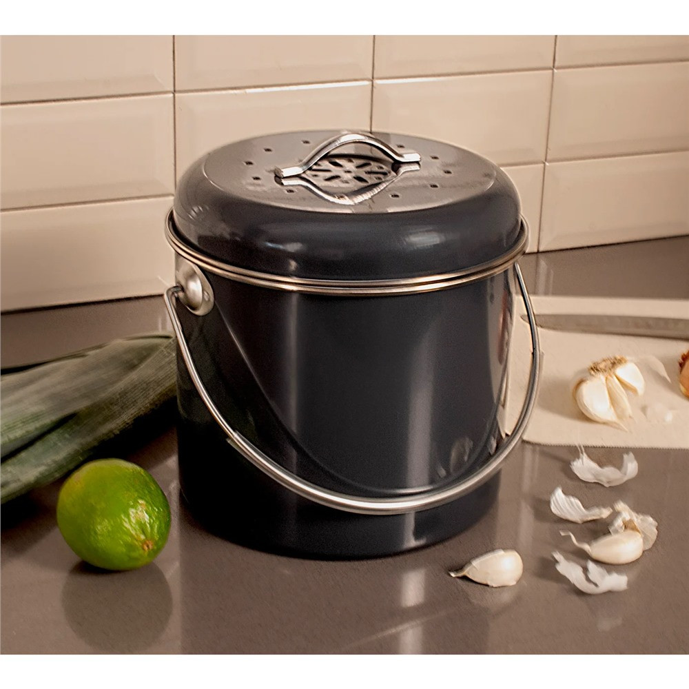 Kitchenbasics - Poubelle à compost Gris foncé grande | Terre à soi