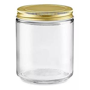 Pot en verre à bord droit - couvercle en métal