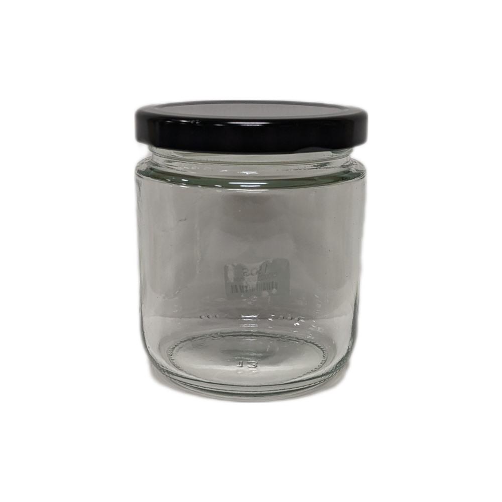 Ampak - Pot cylindrique en verre - Couvercle noir 250 mL (8.4 oz)