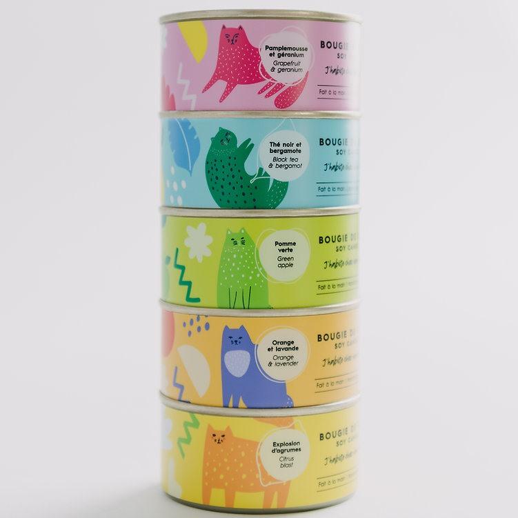 J'habite chez mon chat - Bougie de soya en conserve 130g Pomme verte