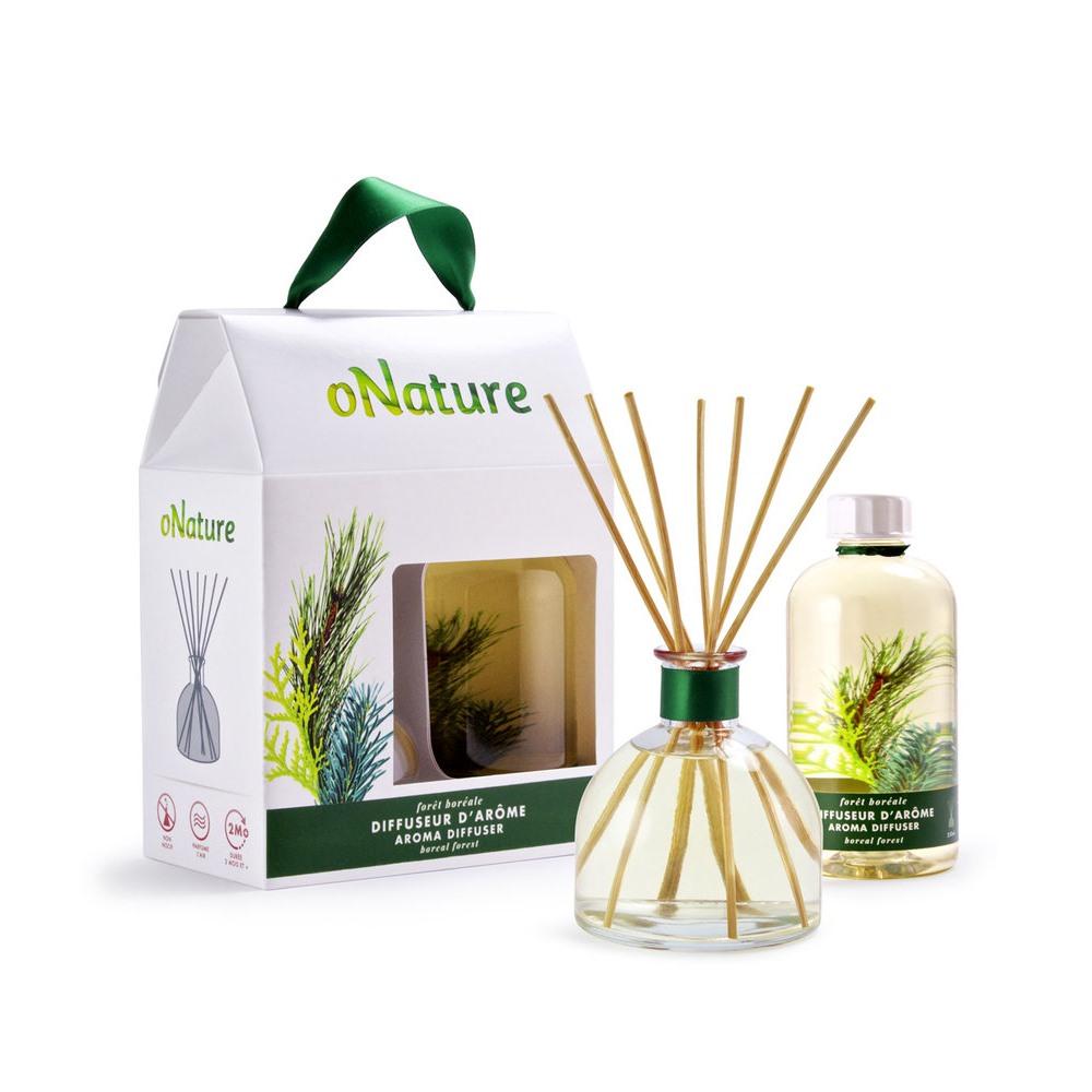 oNature - Coffret diffuseur d'arôme à roseaux 250 mL Forêt boréale