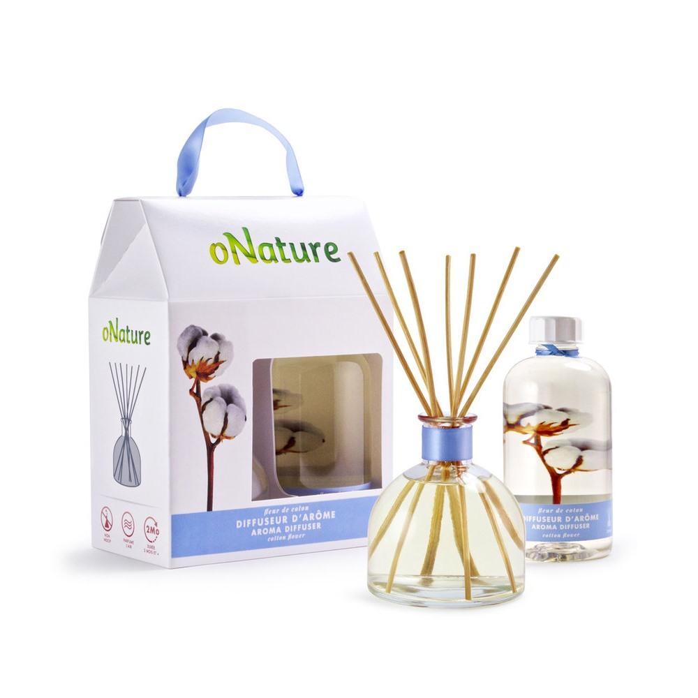 oNature - Coffret diffuseur d'arôme à roseaux 250 mL Fleur de coton (com. spéciale)