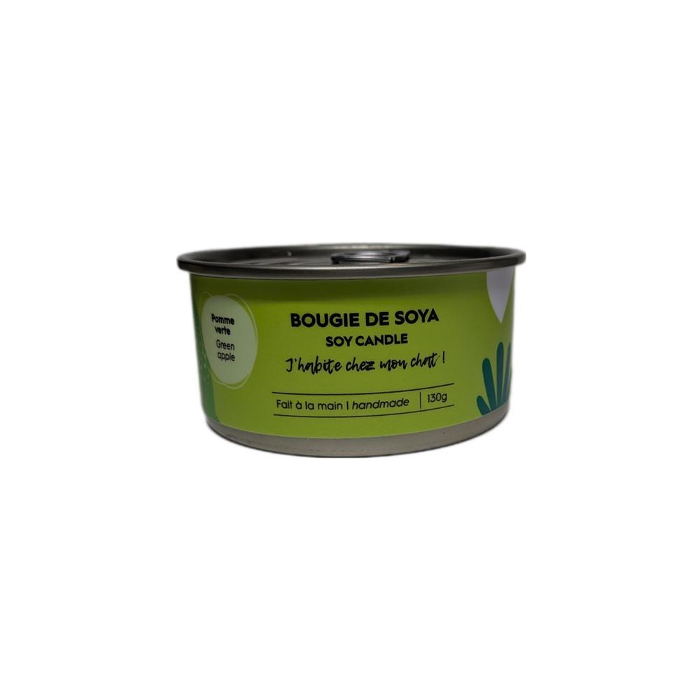 J'habite chez mon chat - Bougie de soya en conserve 130g Pomme verte